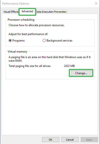 windows 10 slow performance options