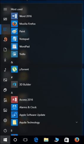 Windows 10 Creators Update - How to Hide the All Apps Column in the Start Menu 3