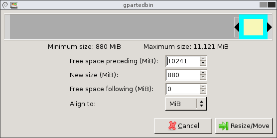Use GParted to increase disk size of a Linux native partition 17