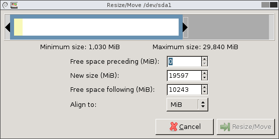 Use GParted to increase disk size of a Linux native partition 19
