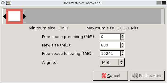 Use GParted to increase disk size of a Linux native partition 13