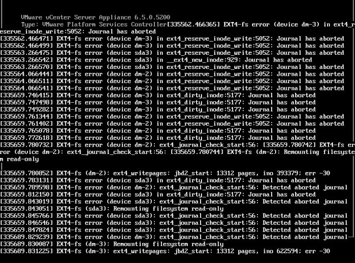 vsphere-ext4-fs-error