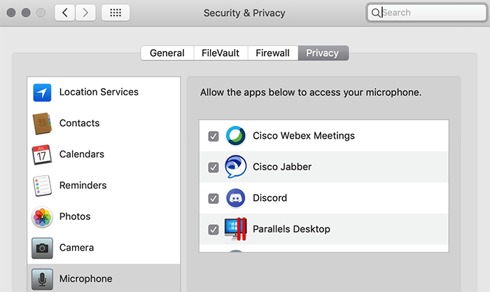Camera or Microphone Not Working In macOS Mojave Apps 23 macOS Mojave Camera Microphone Not Working