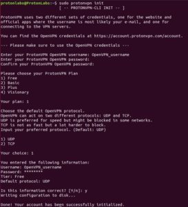 ProtonVPN Linux CLI Init