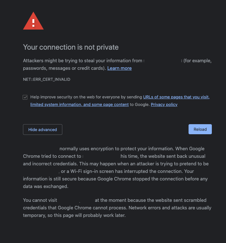 How to Access a Site with NET::ERR_CERT_INVALID Error in Chrome and Edge 8 ERR_CERT_INVALID Chrome Edge