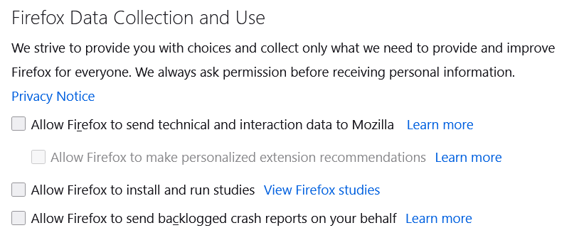 Firefox Data Collection