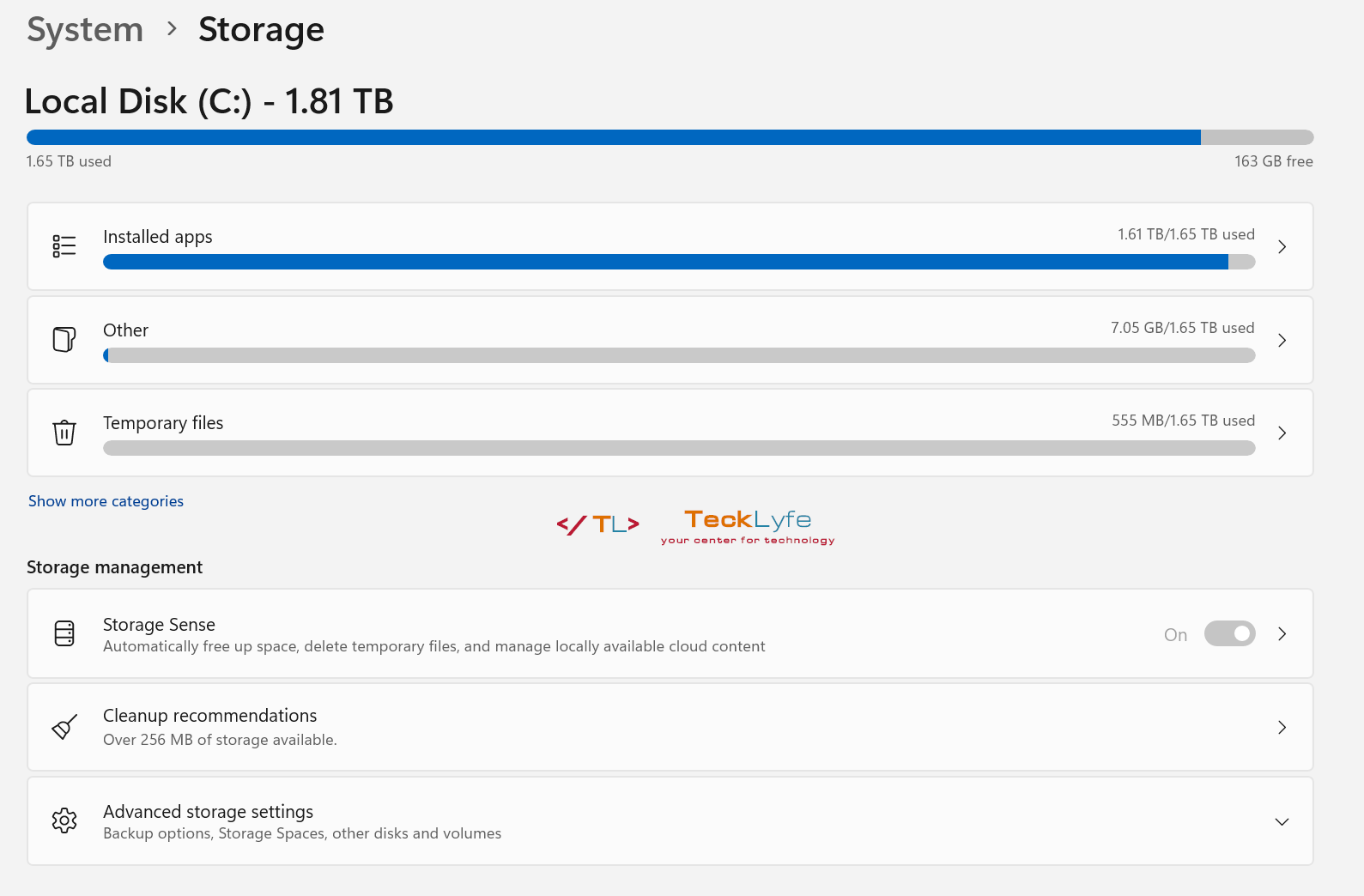 Windows 11 Storage Sense