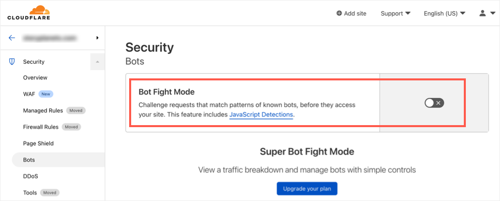 Cloudflare Disable Bot Fight Mode